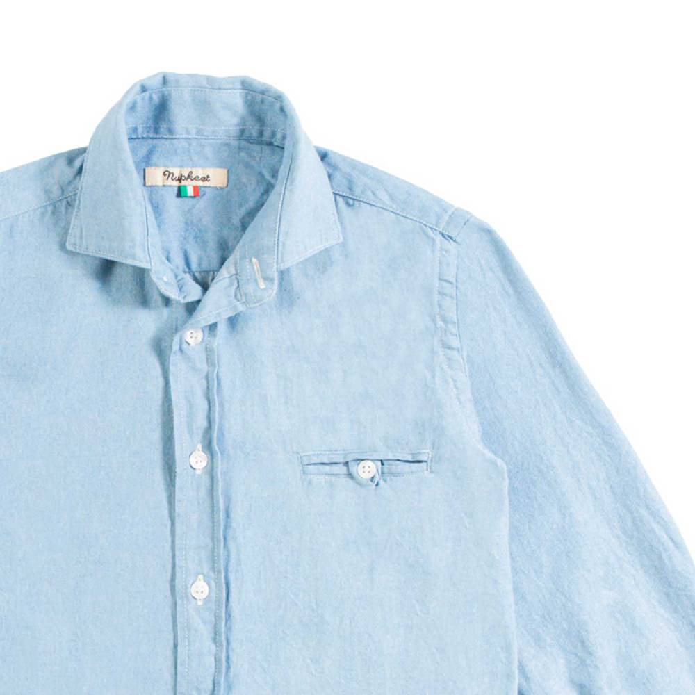 Nupkeet Camicia con Taschino in Denim Blu – Varano Shopping Online