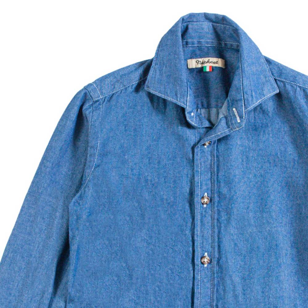 Nupkeet Camicia in Denim Blu – Pusiano Affare Del Giorno