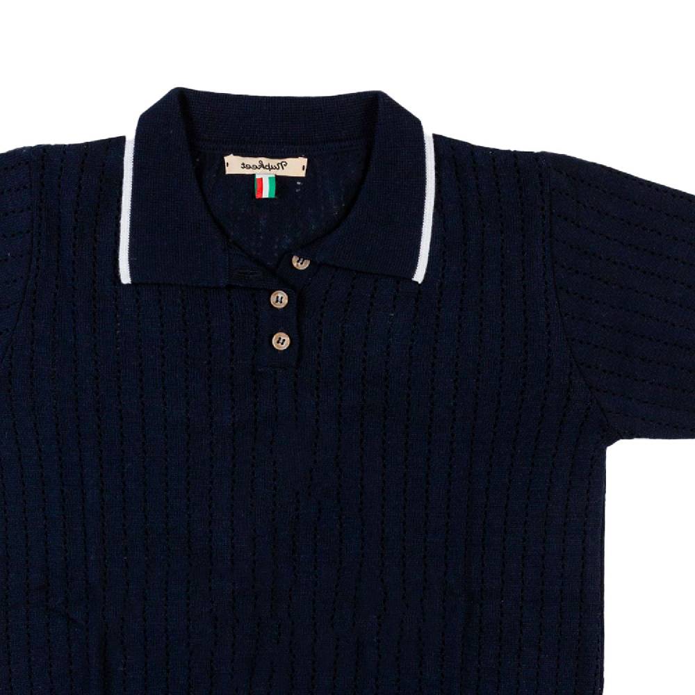 Nupkeet Polo tricot blu navy e bianca Gela Qualità