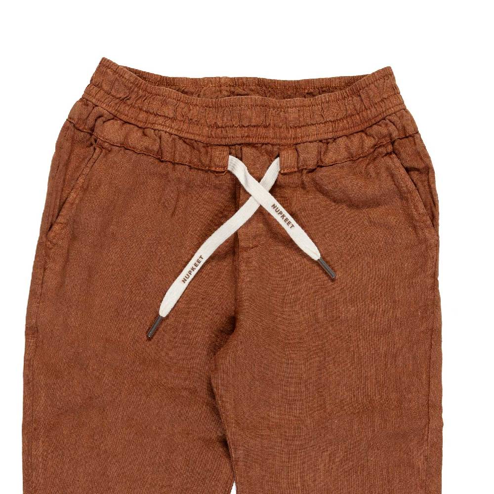 Nupkeet Pantalone lino marrone cacao Milano Italia