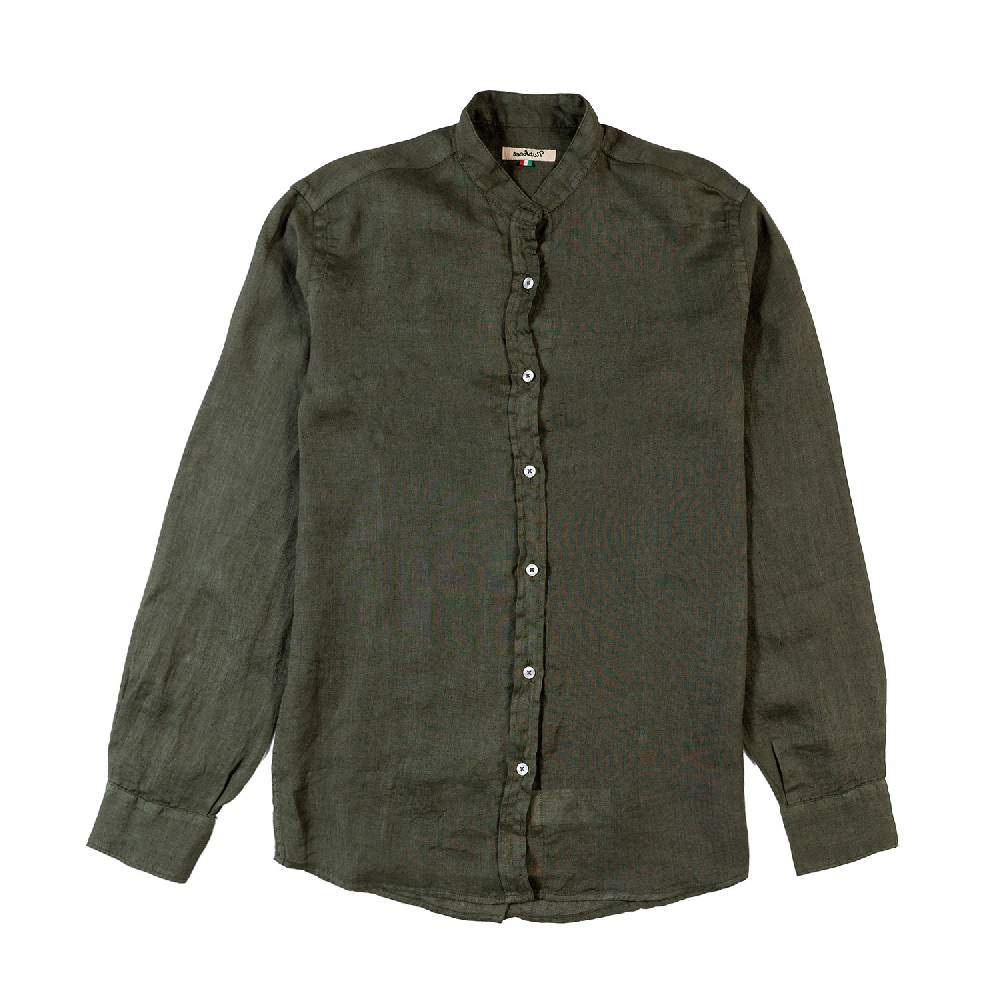Nupkeet Camicia coreana lino verde militare Catanzaro Qualità Garantita