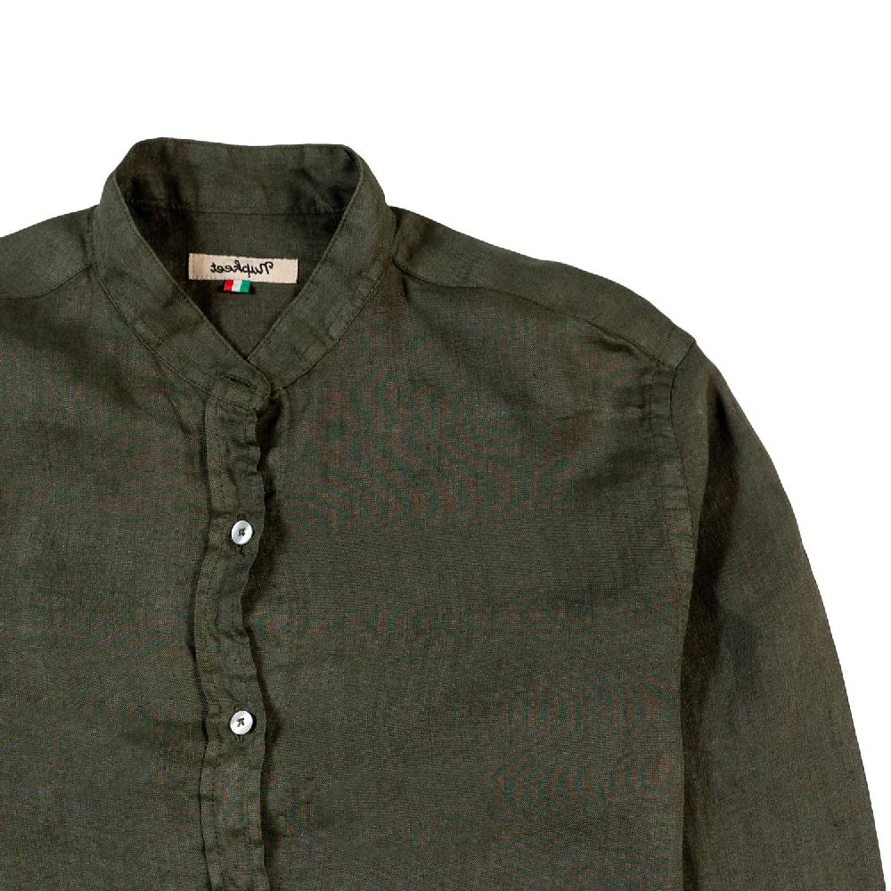 Nupkeet Camicia coreana lino verde militare Catanzaro Qualità Garantita