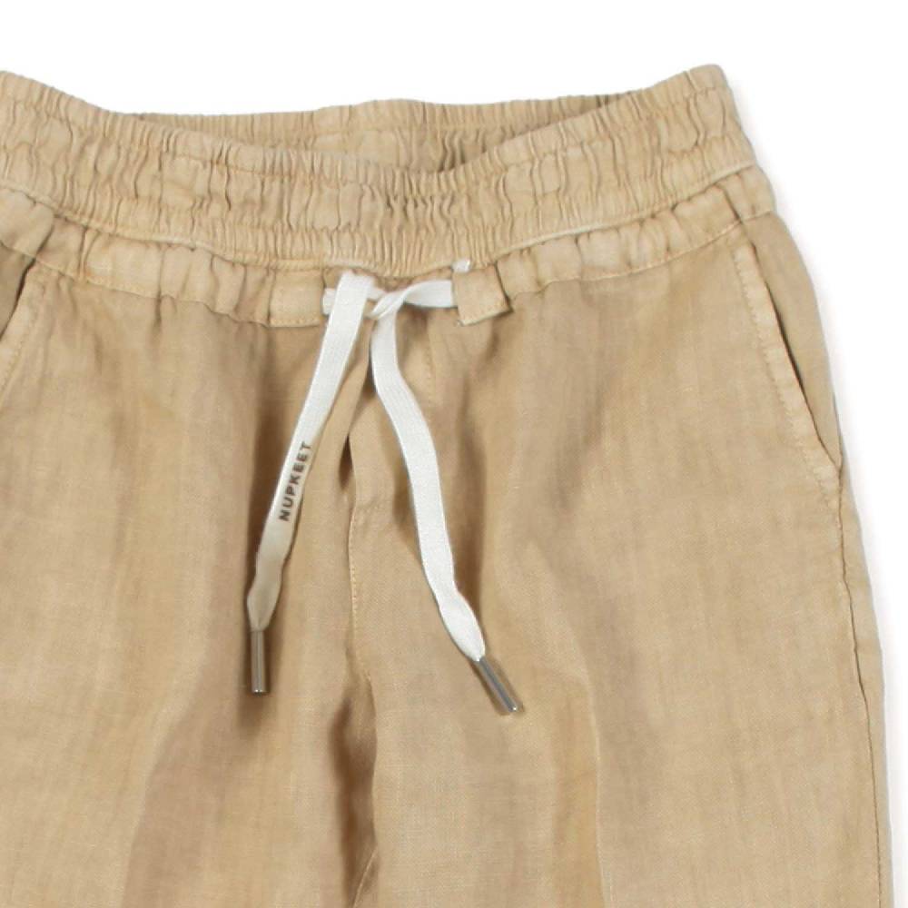 Nupkeet Pantalone lino beige sabbia Milano Sottocosto