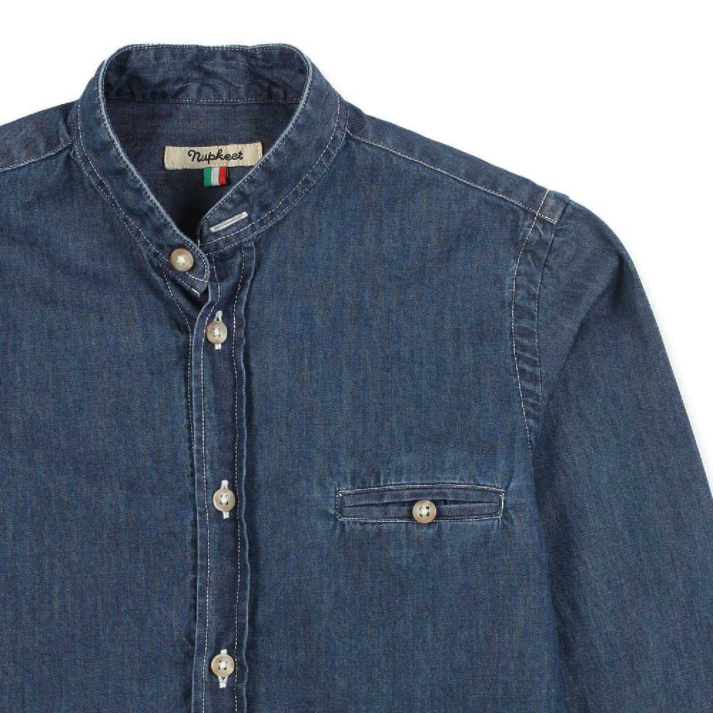 Nupkeet Camicia coreana denim blu scuro Terracina Offerte