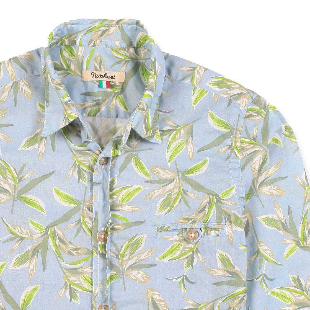 Nupkeet Camicia azzurra con stampa foglie Ravenna Saldi Di Fabbrica