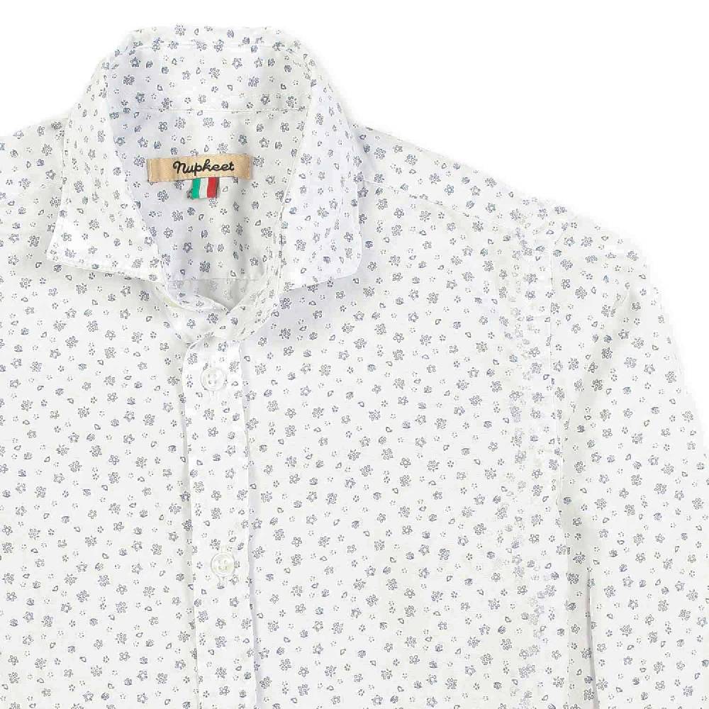 Nupkeet Camicia bianca fiori blu Bolzano Moda