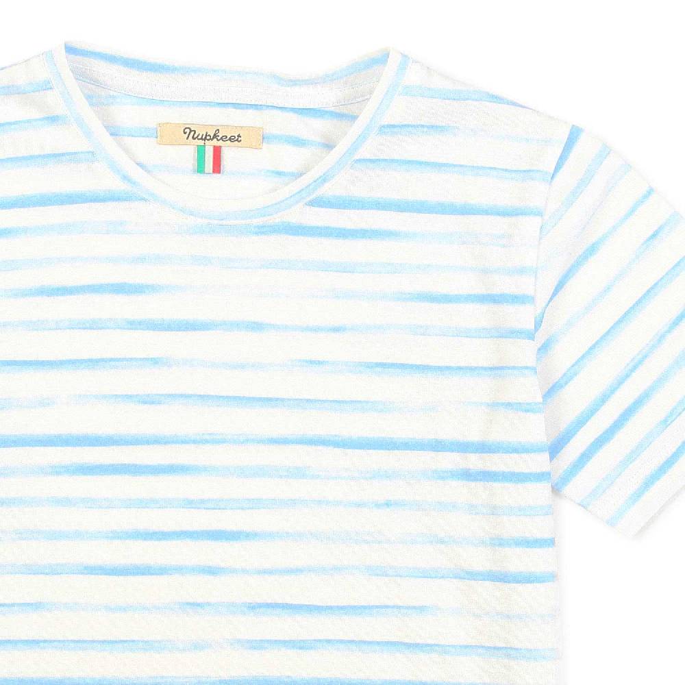 Nupkeet T-Shirt bianca e azzurra a righe Foggia Sottocosto