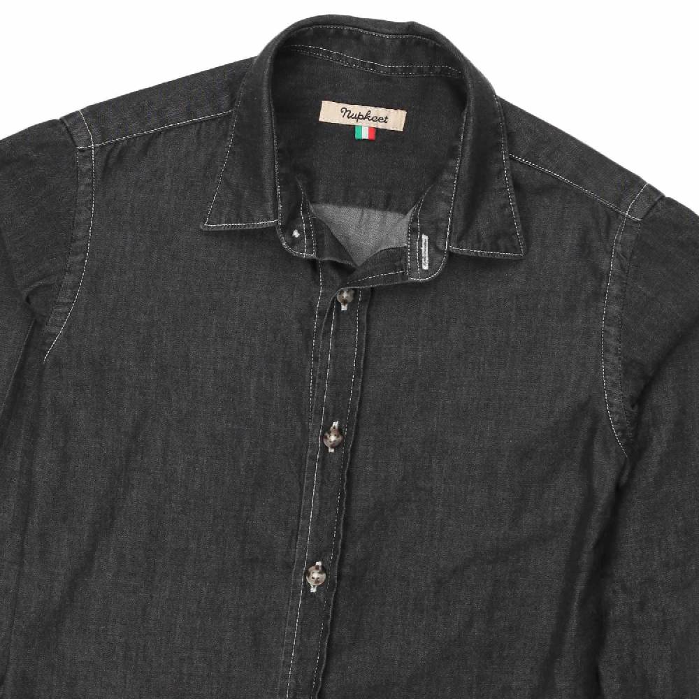 Nupkeet Camicia Giacomo nera in denim Pezzi Unici