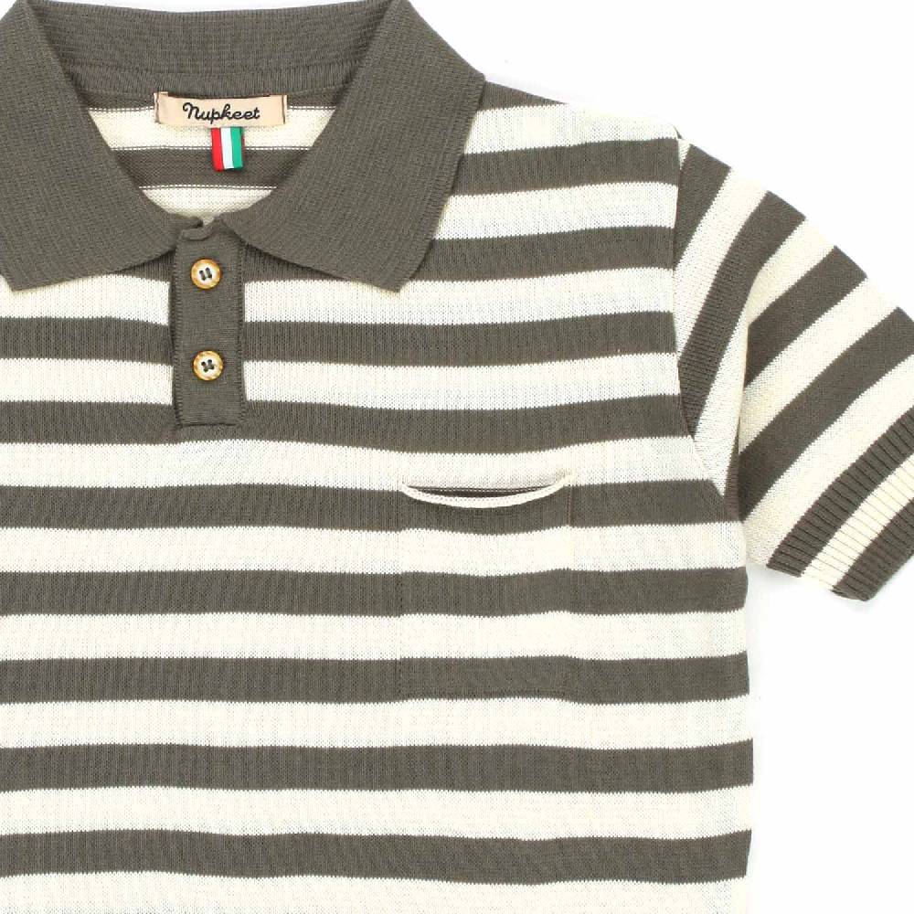 Nupkeet Polo Anafi panna e salvia a righe Nuova