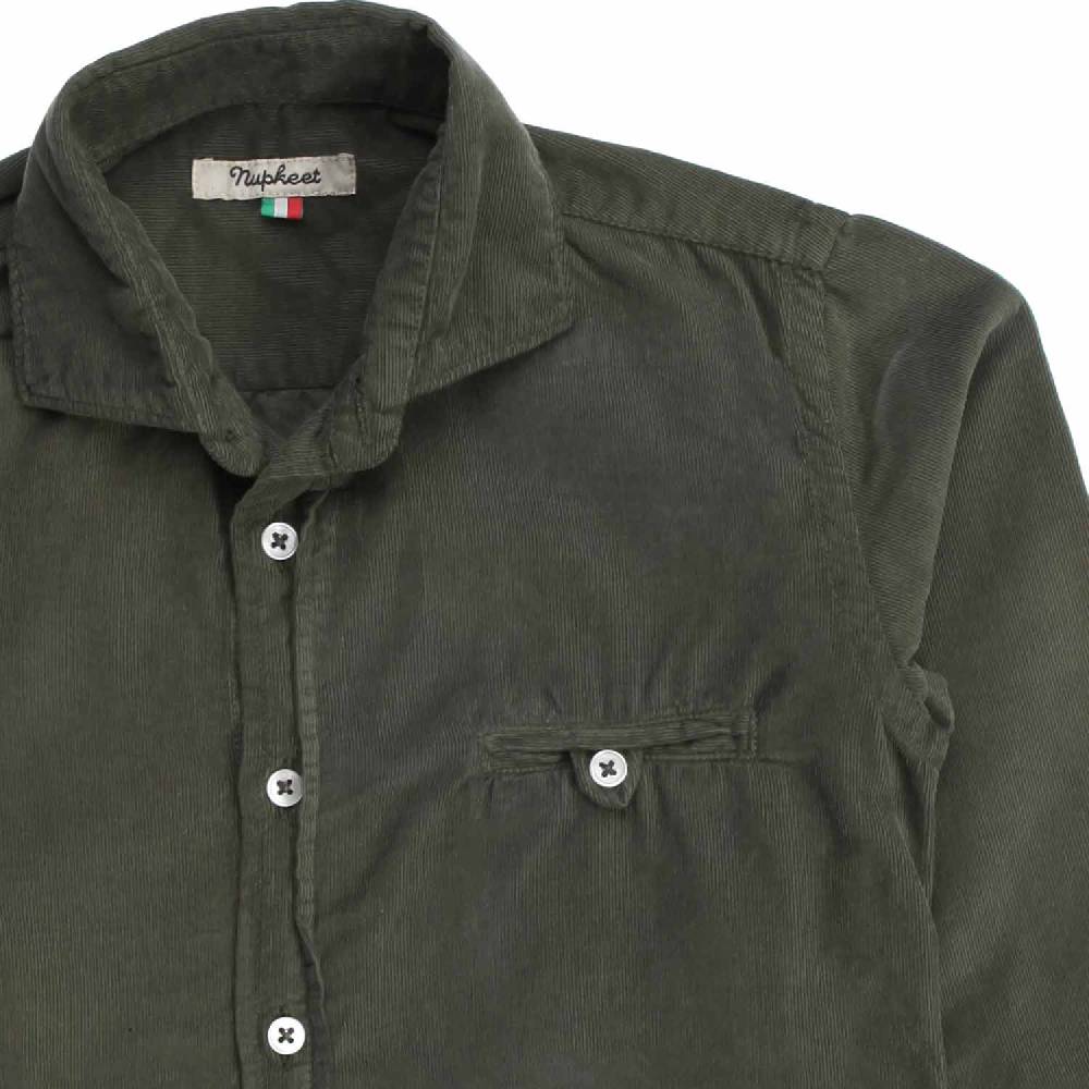 Nupkeet Drago verde militare – Camicia in velluto leggero In Linea