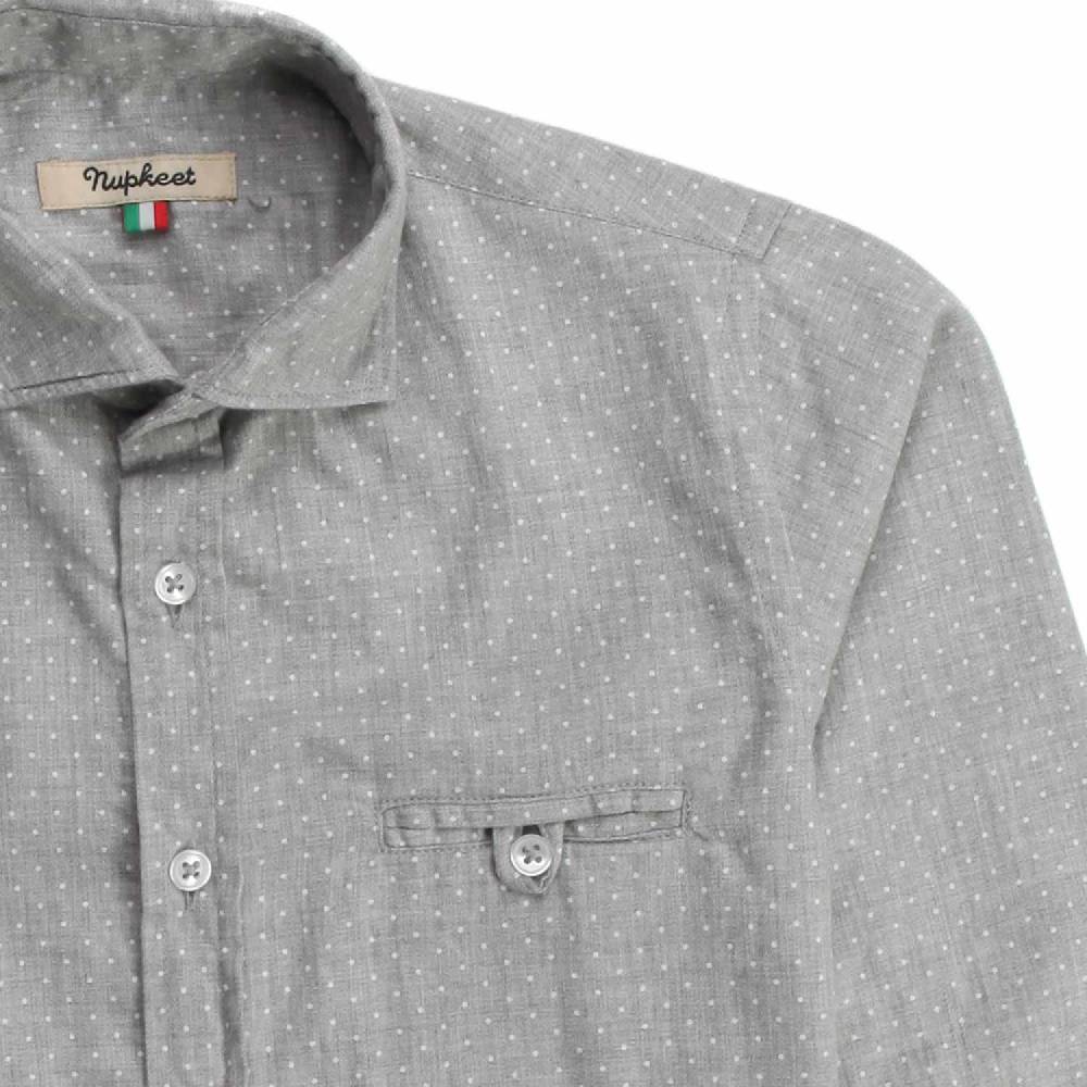 Nupkeet Cincillà a pois – Camicia in flanella grigia e bianca Pezzi Unici