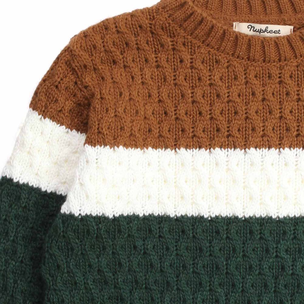 Nupkeet Piccione verde – Pullover in tricot tricolore Grandi sconti