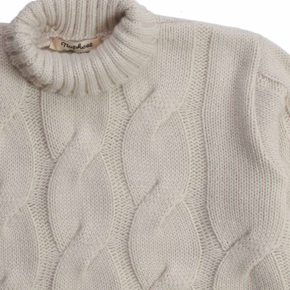 Nupkeet Orso ecru – Pullover collo alto in tricot Liquidazione