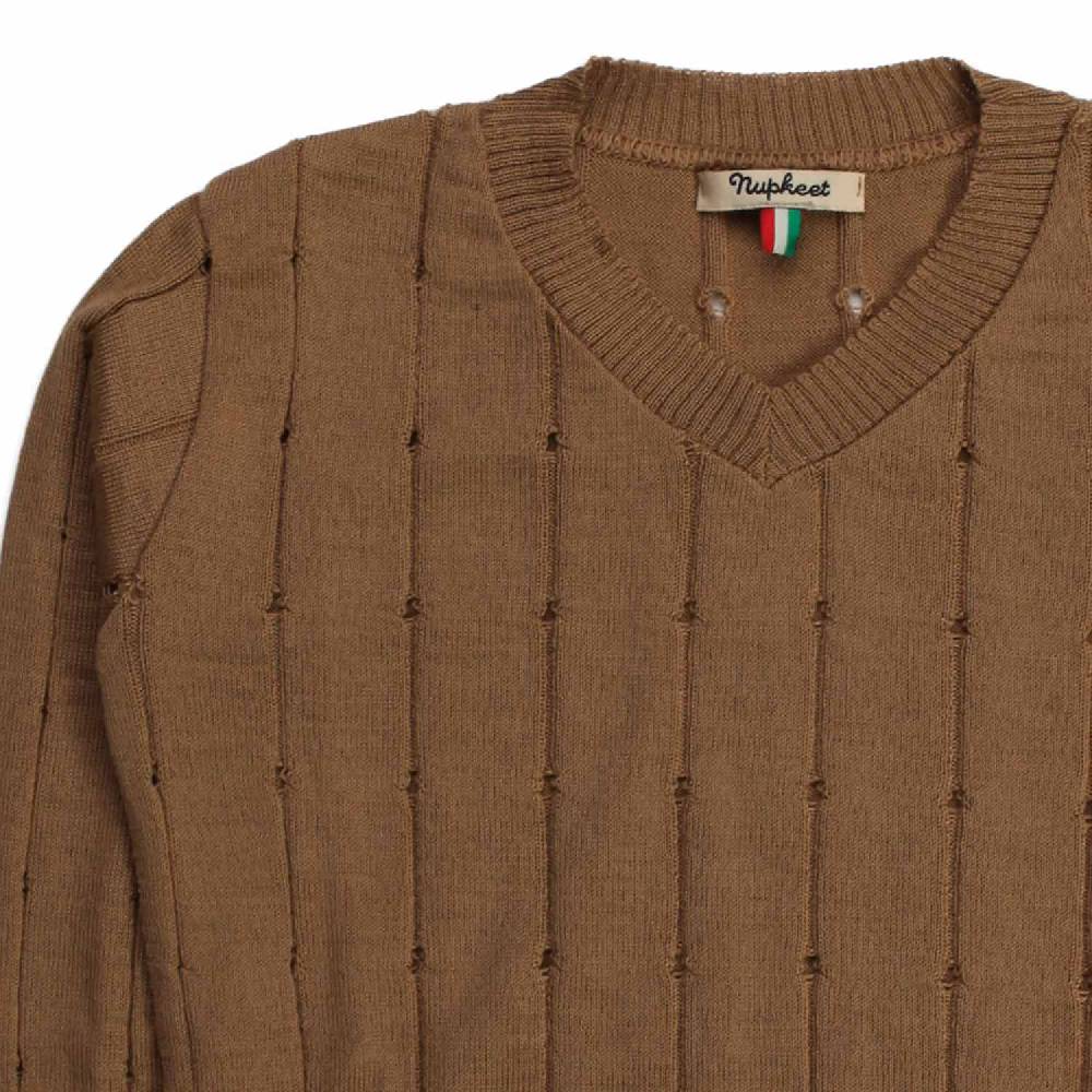 Nupkeet Quaglia cammello – Pullover in tricot misto lana Enormi risparmi