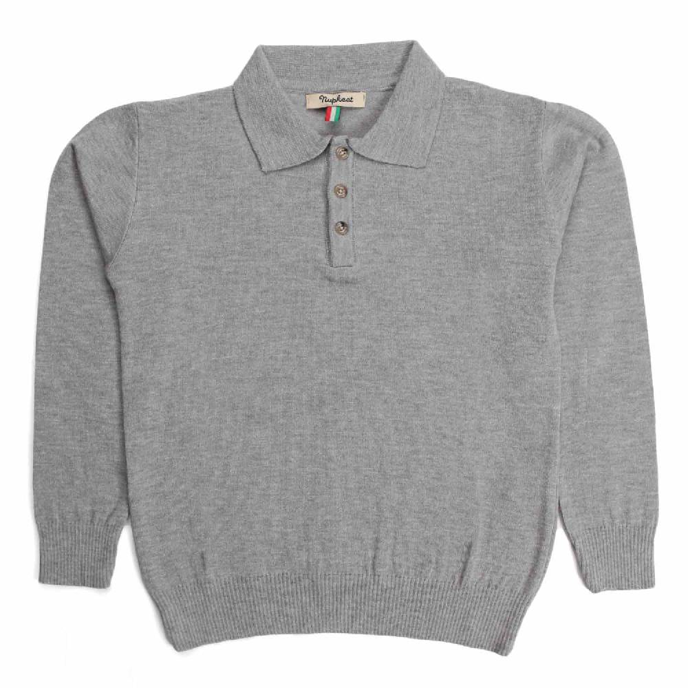 Nupkeet Gnu grigio chiaro – Polo in tricot stretch Ritorno libero