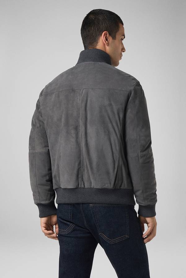 Pal Zileri Bomber in suede antracite con finiture in maglia Negozi Online