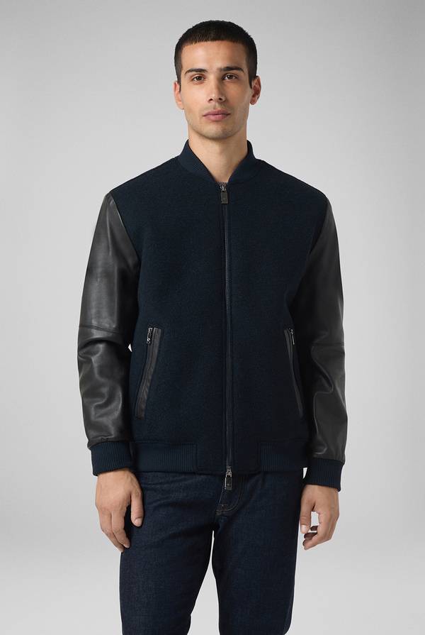 Pal Zileri Varsity Jacket in lana tecnica con maniche in pelle Acquista Ora