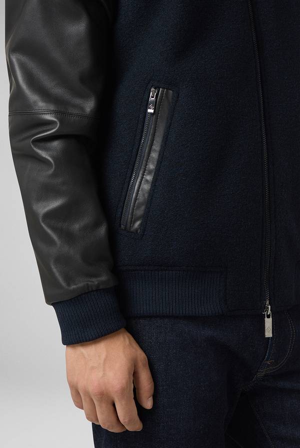Pal Zileri Varsity Jacket in lana tecnica con maniche in pelle Acquista Ora