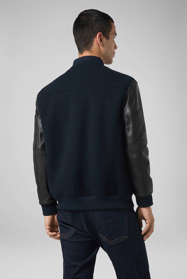 Pal Zileri Varsity Jacket in lana tecnica con maniche in pelle Acquista Ora