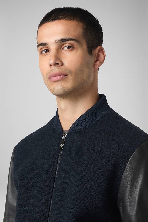 Pal Zileri Varsity Jacket in lana tecnica con maniche in pelle Acquista Ora