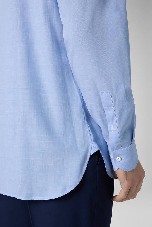 Pal Zileri Camicia Principe di Galles azzurra Consegna Veloce