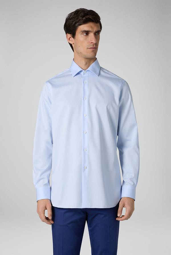 Pal Zileri Camicia azzurra in cotone con collo Milano In Vendita