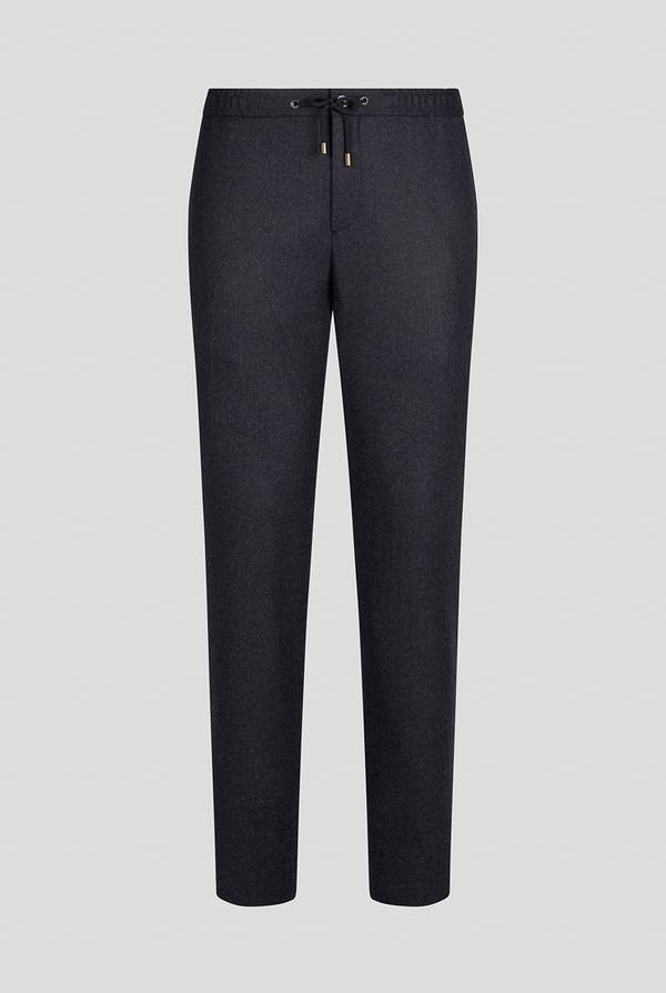 Pal Zileri Pantaloni in pura lana grigio antracite con coulisse regolabile