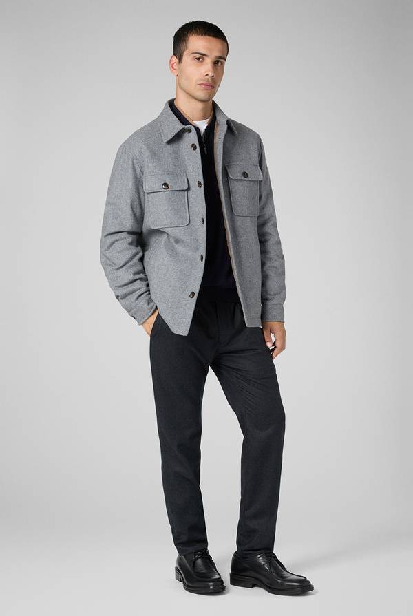 Pal Zileri Pantaloni in pura lana grigio antracite con coulisse regolabile Saldi Di Fabbrica