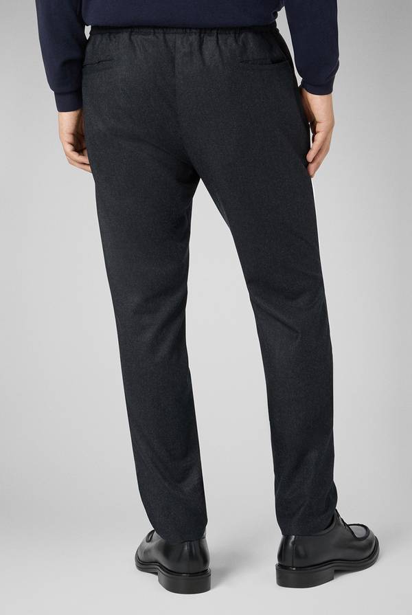 Pal Zileri Pantaloni in pura lana grigio antracite con coulisse regolabile Saldi Di Fabbrica