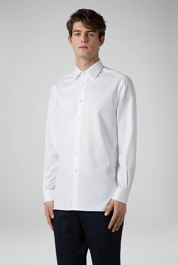 Pal Zileri Camicia bianca in cotone con micro struttura Ultimi tre giorni