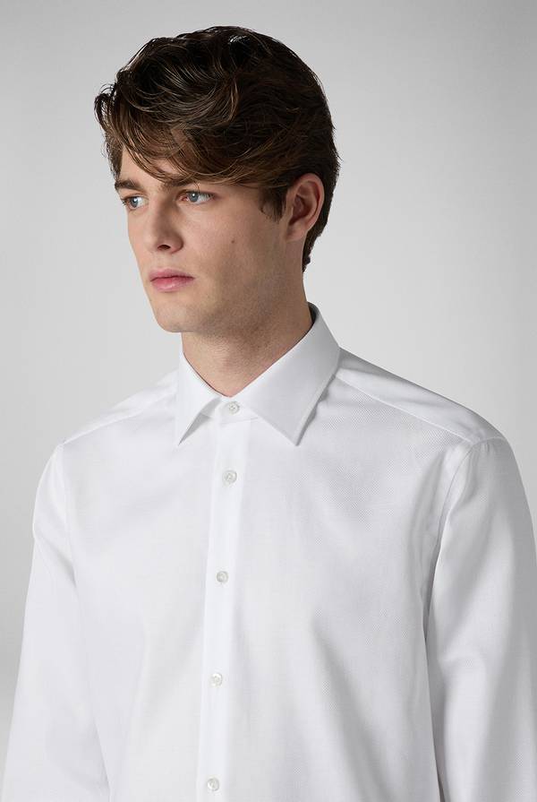 Pal Zileri Camicia bianca in cotone con micro struttura Ultimi tre giorni
