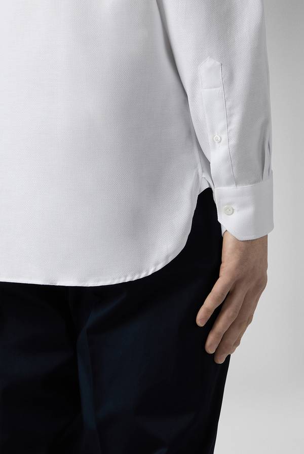 Pal Zileri Camicia bianca in cotone con micro struttura Ultimi tre giorni