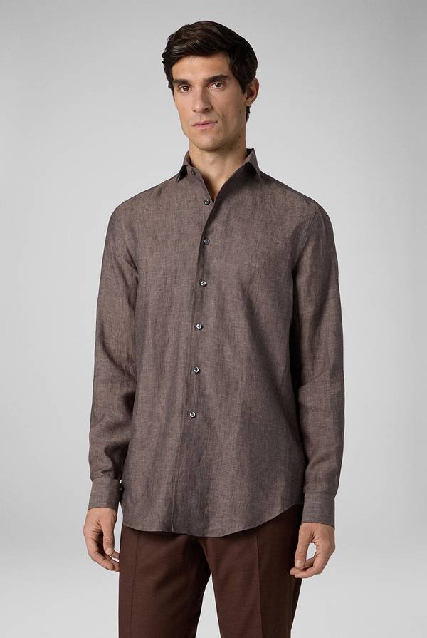 Pal Zileri Camicia in lino marrone Novità