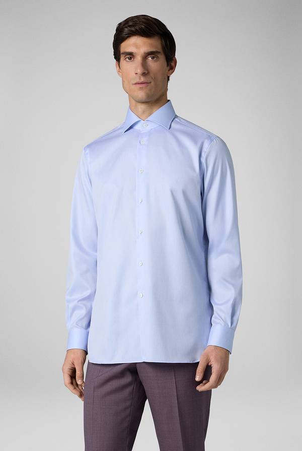 Pal Zileri Camicia in cotone con trattamento anti-piega azzurra Economico