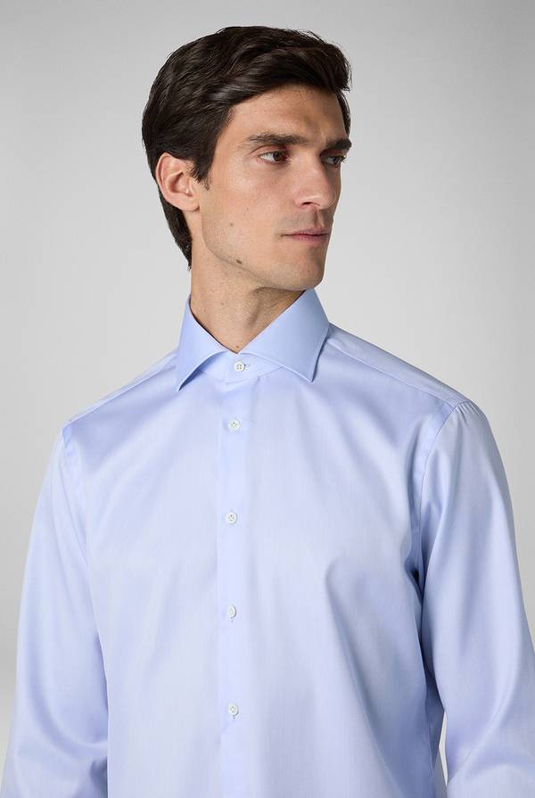 Pal Zileri Camicia in cotone con trattamento anti-piega azzurra Economico