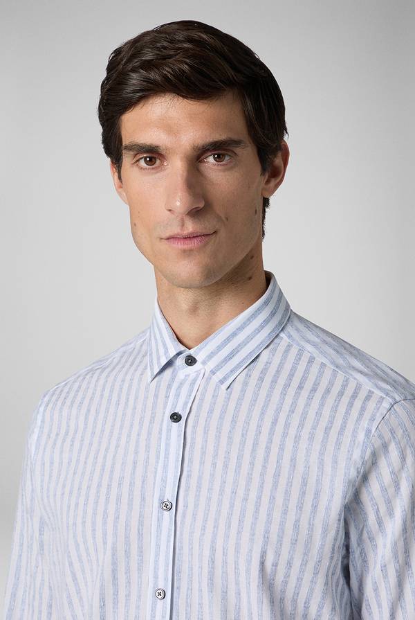 Pal Zileri Camicia a macro righe bianche e azzurre Moda