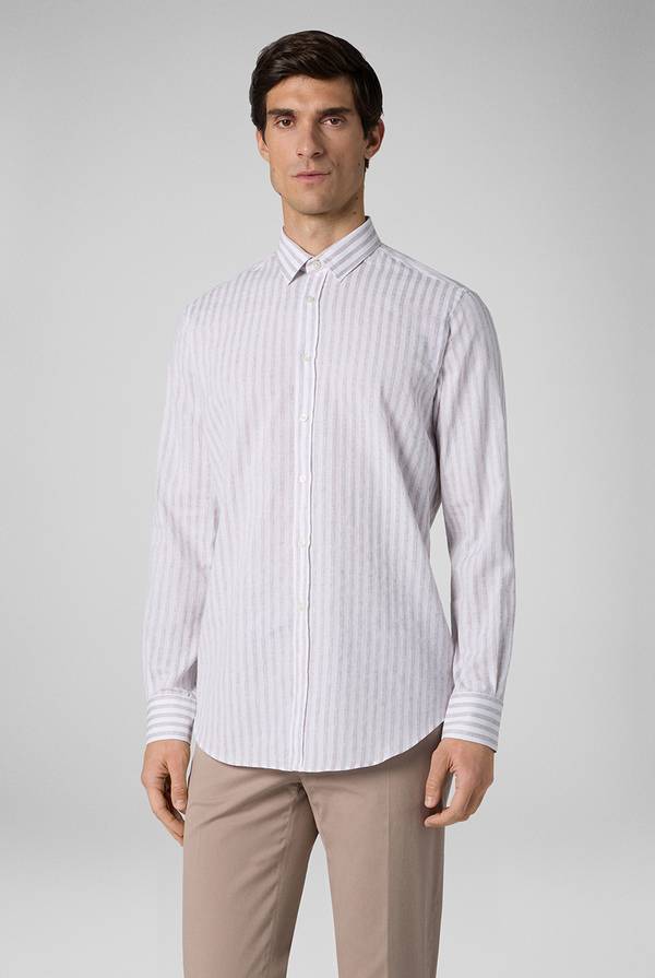 Pal Zileri Camicia a macro righe bianche e azzurre 2025