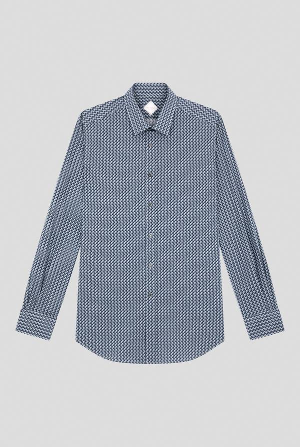 Pal Zileri Camicia in cotone stampato nei toni del blu