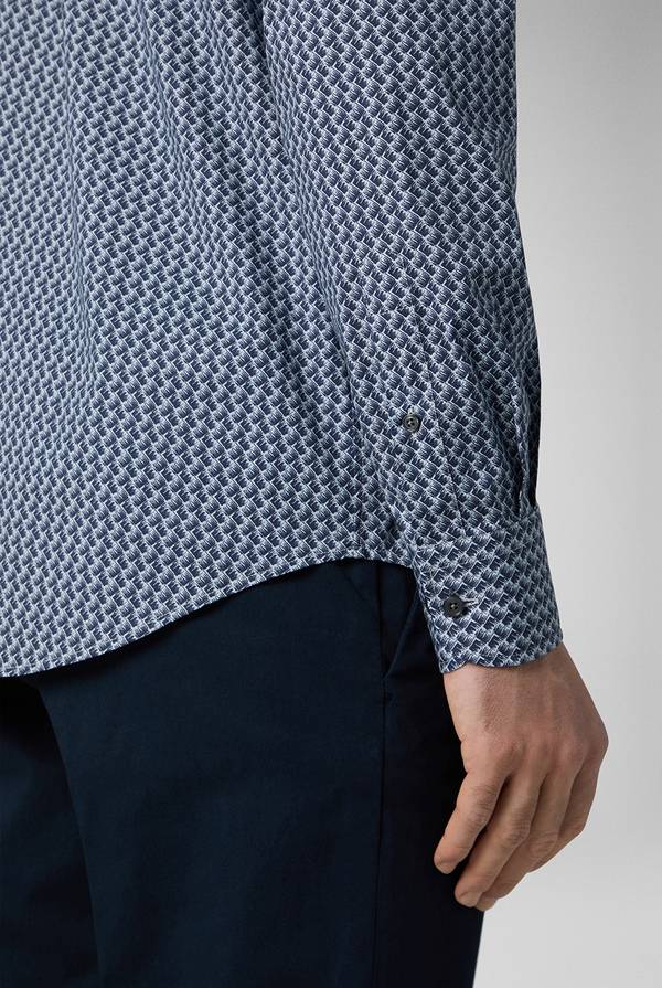 Pal Zileri Camicia in cotone stampato nei toni del blu Italy