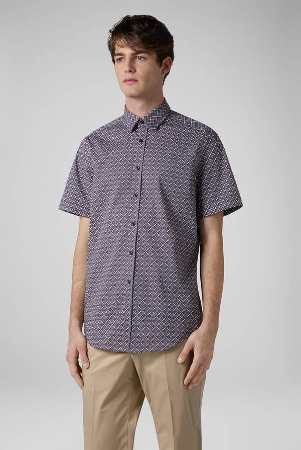 Pal Zileri Camicia bowling stampata nei toni dell'azzurro, bianco e bordeaux Italia