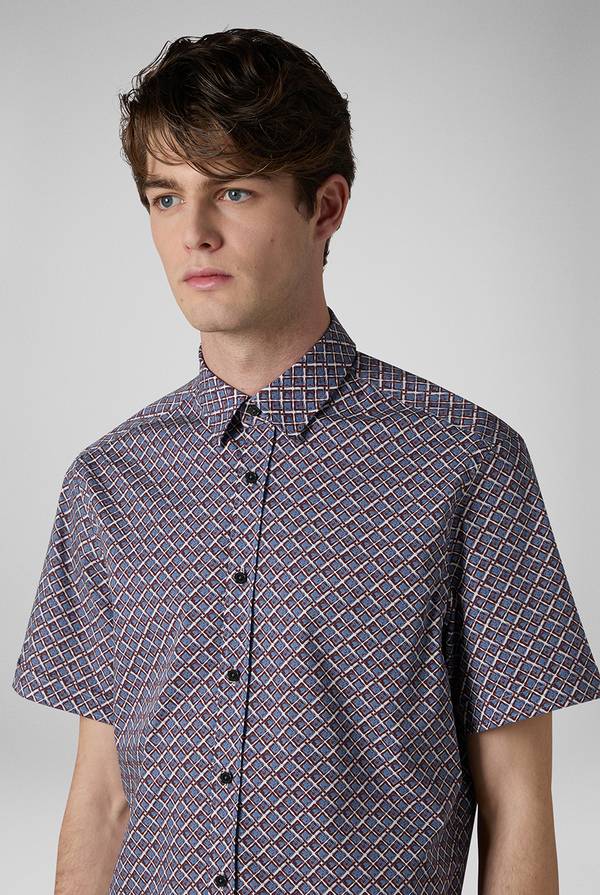 Pal Zileri Camicia bowling stampata nei toni dell'azzurro, bianco e bordeaux Italia