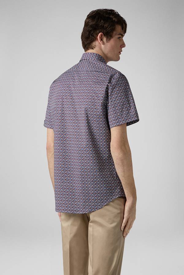 Pal Zileri Camicia bowling stampata nei toni dell'azzurro, bianco e bordeaux Italia
