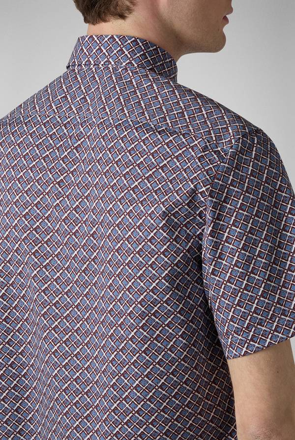 Pal Zileri Camicia bowling stampata nei toni dell'azzurro, bianco e bordeaux Italia