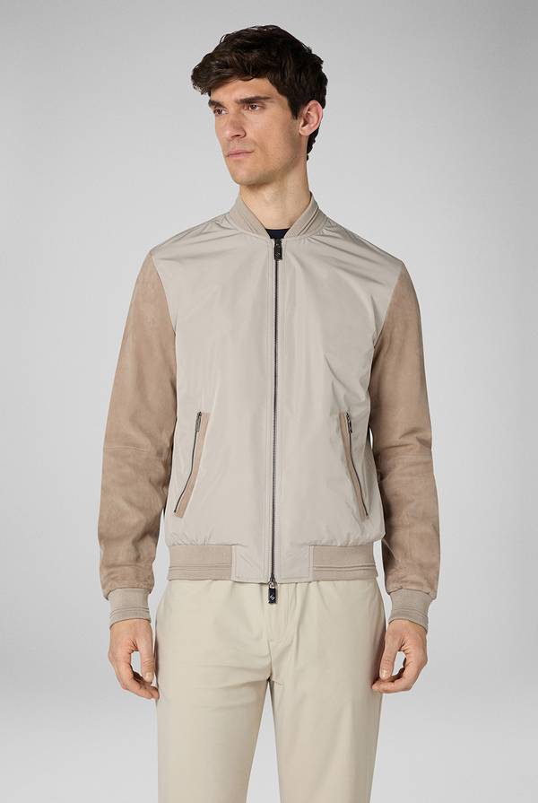 Pal Zileri Bomber beige in nylon e suede Consegna Veloce