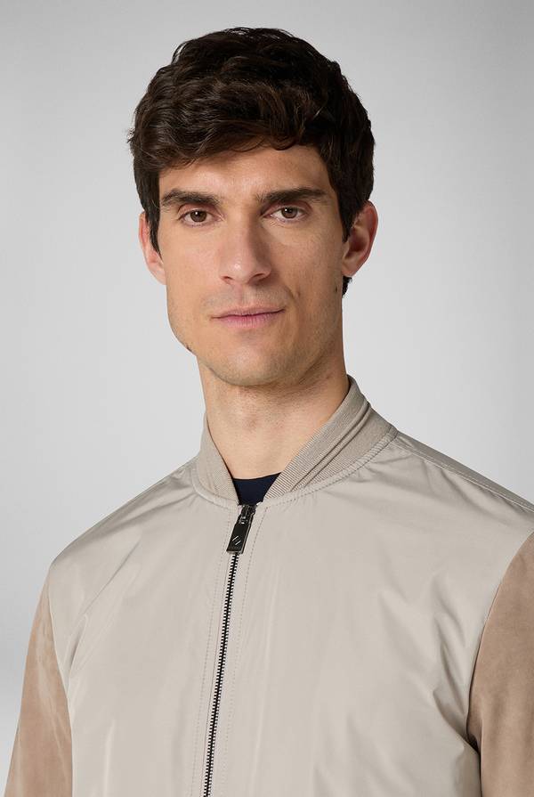 Pal Zileri Bomber beige in nylon e suede Consegna Veloce