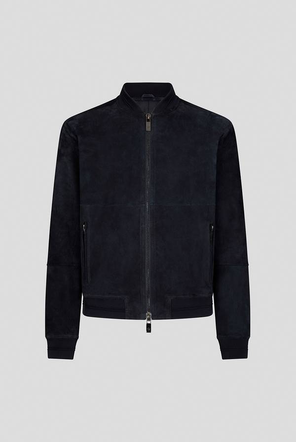 Pal Zileri Bomber in suede blu navy