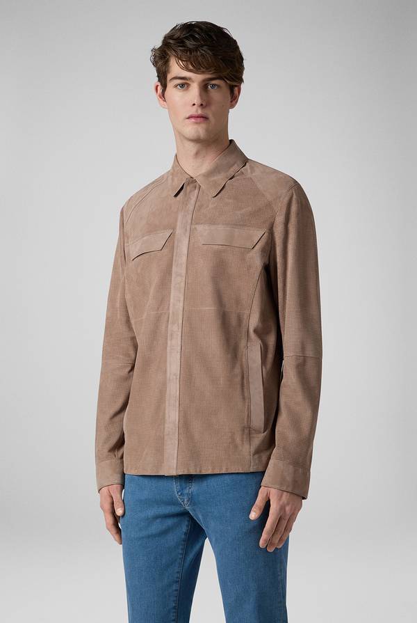 Pal Zileri Overshirt in suede e nappa micro perforata Sottocosto