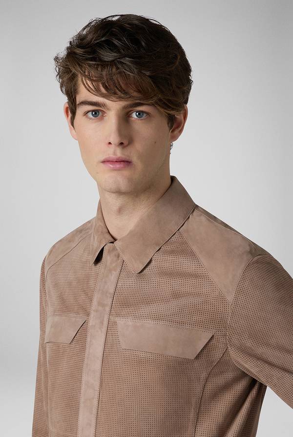 Pal Zileri Overshirt in suede e nappa micro perforata Sottocosto