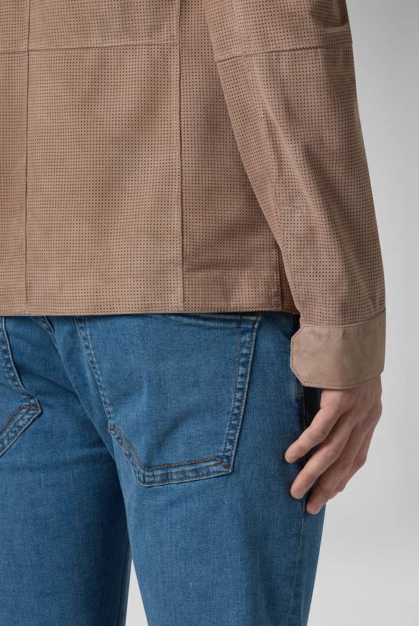 Pal Zileri Overshirt in suede e nappa micro perforata Sottocosto
