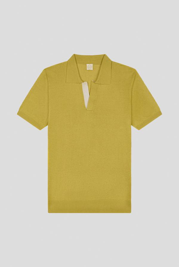 Pal Zileri Polo in maglia di lino e seta color senape